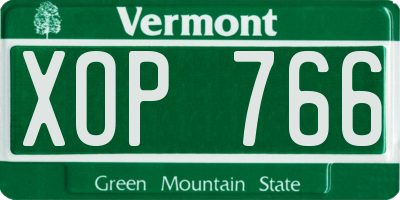VT license plate XOP766