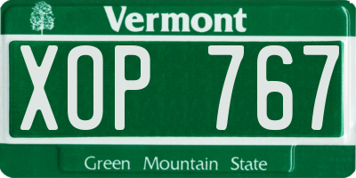 VT license plate XOP767
