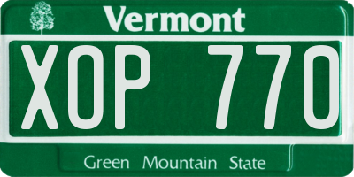 VT license plate XOP770