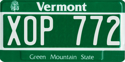 VT license plate XOP772