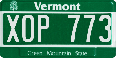 VT license plate XOP773