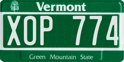 VT license plate XOP774