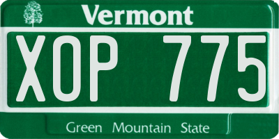 VT license plate XOP775