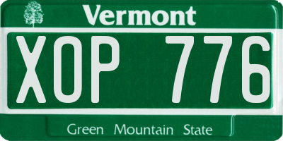 VT license plate XOP776