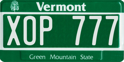 VT license plate XOP777