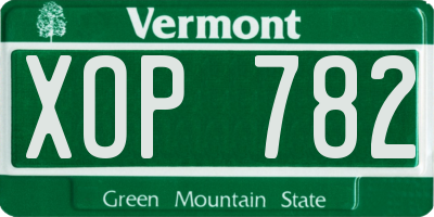 VT license plate XOP782