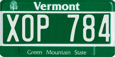 VT license plate XOP784