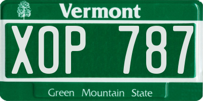 VT license plate XOP787