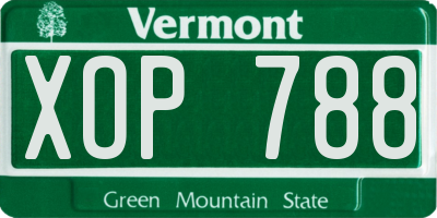 VT license plate XOP788