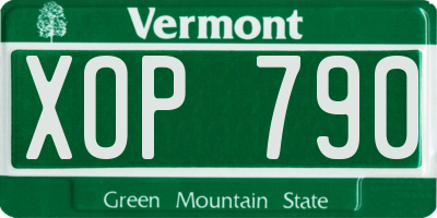 VT license plate XOP790
