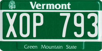 VT license plate XOP793