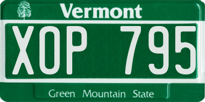 VT license plate XOP795