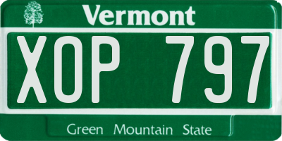 VT license plate XOP797