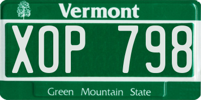 VT license plate XOP798