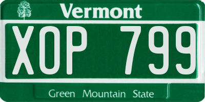 VT license plate XOP799