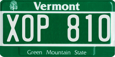 VT license plate XOP810