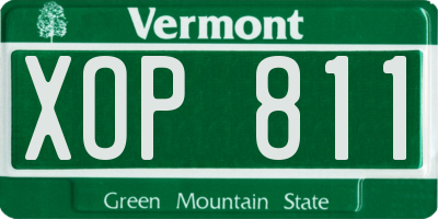 VT license plate XOP811