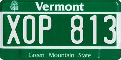 VT license plate XOP813