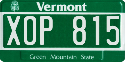VT license plate XOP815