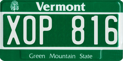 VT license plate XOP816