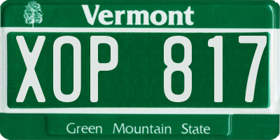 VT license plate XOP817