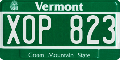 VT license plate XOP823