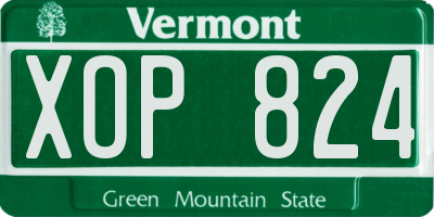 VT license plate XOP824
