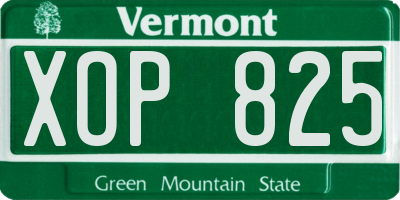 VT license plate XOP825