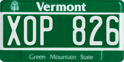 VT license plate XOP826