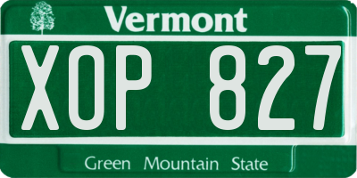 VT license plate XOP827