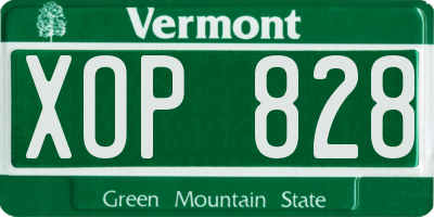 VT license plate XOP828