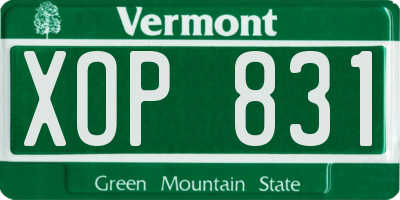 VT license plate XOP831