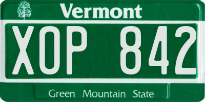 VT license plate XOP842