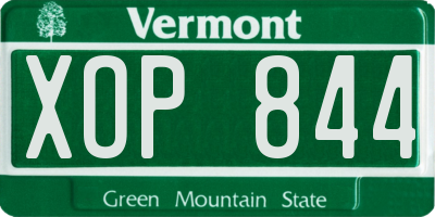 VT license plate XOP844