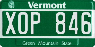 VT license plate XOP846