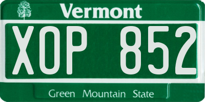 VT license plate XOP852
