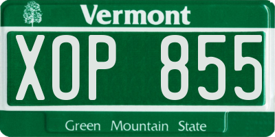 VT license plate XOP855
