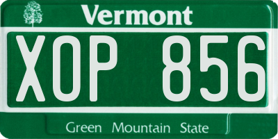 VT license plate XOP856