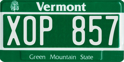 VT license plate XOP857