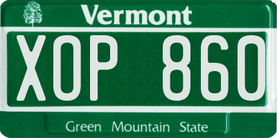 VT license plate XOP860