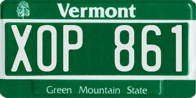 VT license plate XOP861