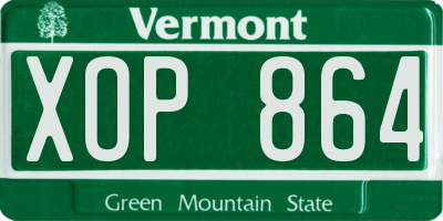 VT license plate XOP864