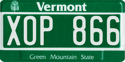 VT license plate XOP866