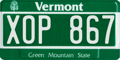VT license plate XOP867