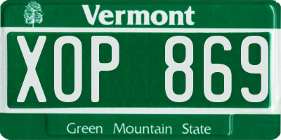 VT license plate XOP869