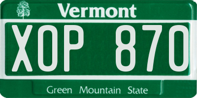 VT license plate XOP870
