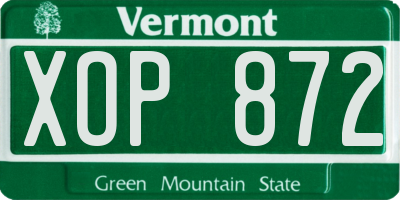 VT license plate XOP872