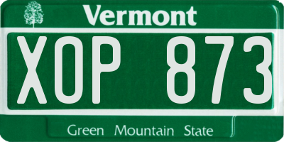 VT license plate XOP873