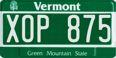 VT license plate XOP875