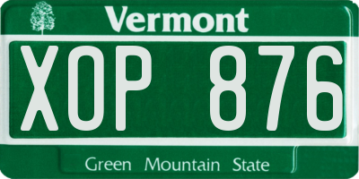 VT license plate XOP876